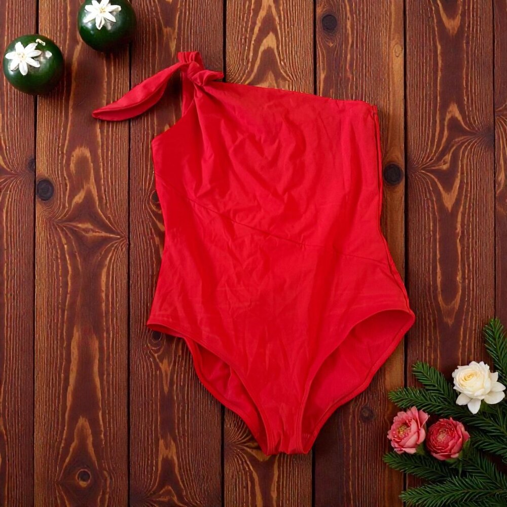 One-Shoulder Red Women’s One-Piece Swimsuit